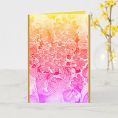 繊細な花グリーティングカード。ピンクスとゴールズ カード (黄色い花)