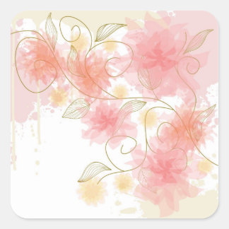 繊細な花シール スクエアシール