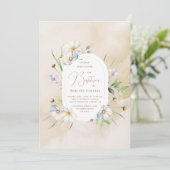 繊細な花ソフトウォーター色の洗礼 招待状 (スタンド正面)