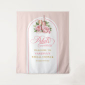 繊細な花弁とプロセッコのピンクゴールドの壁 タペストリー (正面)