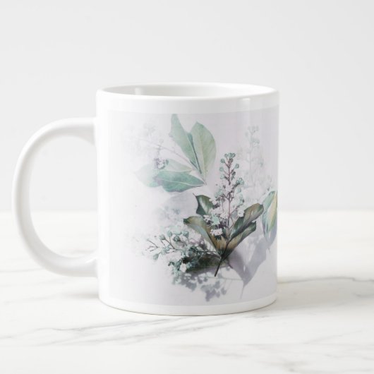 繊細な花柄のマグカップに美しい名言 ジャンボコーヒーマグカップ (左)