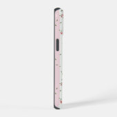 繊細な花柄 ピンク iPhone 15ケース (右側面)