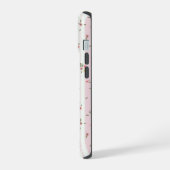 繊細な花柄 ピンク iPhone 15ケース (左側面)