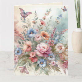 繊細な花模様と蝶 カード
