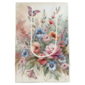 繊細な花模様と蝶 ミディアムペーパーバッグ (裏面)