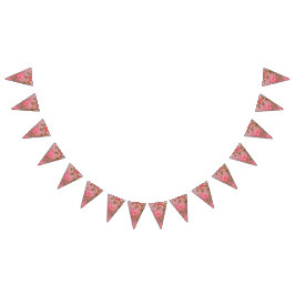 繊細な花模様を特徴とするエレガントな生地デザイン バンティングフラッグ