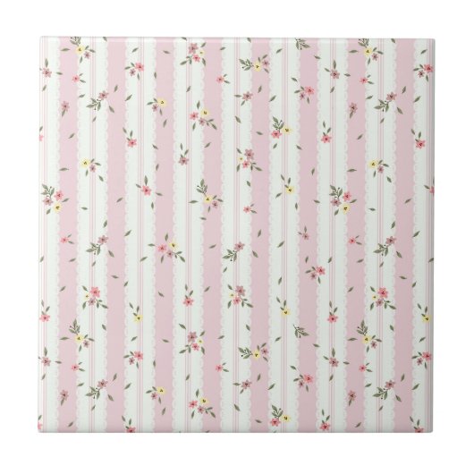 繊細な花模様セラミックタイル タイル (正面)