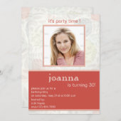 繊細な花模様30歳の誕生日パーティの招待状 招待状 (正面/裏面)