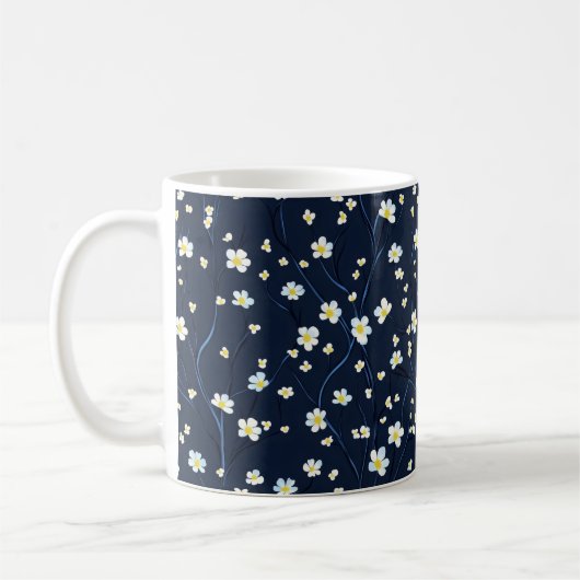 繊細な花模様 コーヒーマグカップ (左)