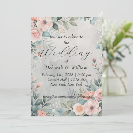 繊細な花模様 招待状 (スタンド正面)