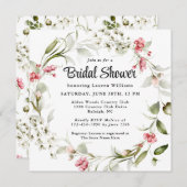 繊細な花水彩フローラブライダルシャワー 招待状 (正面/裏面)