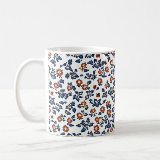 繊細な花花柄 コーヒーマグカップ (左)