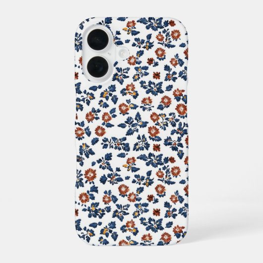 繊細な花花柄 iPhone 16ケース (裏面)