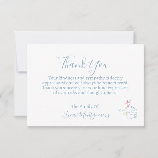 繊細な花葬儀ありがとう、悔やみや弔慰 ノートカード (正面)