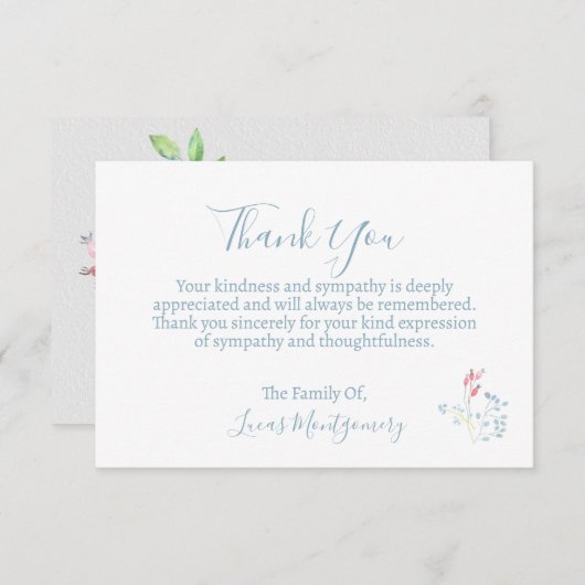 繊細な花葬儀ありがとう、悔やみや弔慰 ノートカード (正面/裏面)