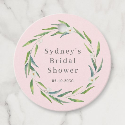 繊細な花輪のウェディング ブライダルシャワータグ フェイバータグ (正面)