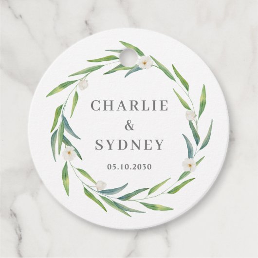 繊細な花輪のウェディング ブライダルシャワータグ フェイバータグ (正面)