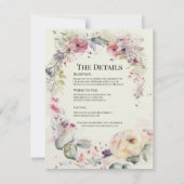 繊細な花輪の水彩詳細カード 招待状 (正面)