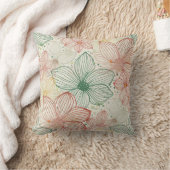 繊細な花 – ラインアートシームレスパターン1 クッション (ブランケット)