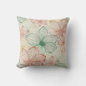 繊細な花 – ラインアートシームレスパターン1 クッション (正面)