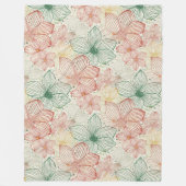 繊細な花 – ラインアートシームレスパターン1 フリースブランケット (正面)