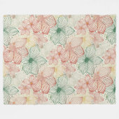 繊細な花 – ラインアートシームレスパターン1 フリースブランケット (正面(横))