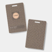 繊細な茶色のクリーミーなパタ市松模様にーン（ロゴ付き） バッジ (正面＆裏面)