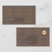 繊細な茶色のクリーミーなパタ市松模様にーン（ロゴ付き） 名刺 (正面/裏面)
