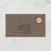 繊細な茶色のクリーミーなパタ市松模様にーン（ロゴ付き） 名刺 (裏面)