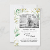 繊細な葉が永遠に我々のハート写真 サンキューカード (正面)