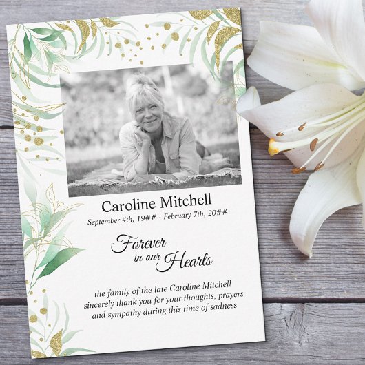 繊細な葉が永遠に我々のハート写真 サンキューカード