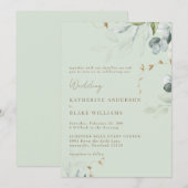 繊細な葉のライトサージウェディング招待状III 招待状 (正面/裏面)