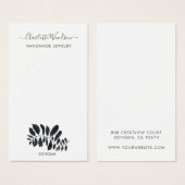 繊細な葉イラストレーションイヤリング表示カード (正面&裏面)