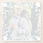 繊細な葉フレームモノグラムの写真 ガラスコースター (裏面)