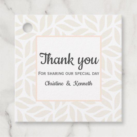 繊細な葉抽象芸術感謝していは結婚、 フェイバータグ (正面)