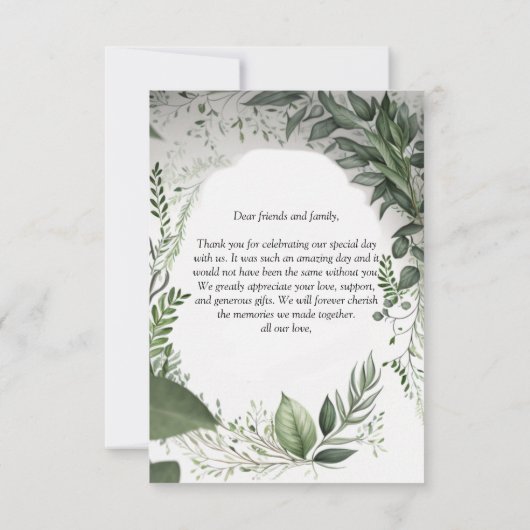 繊細な葉春エンクル結婚の感謝 サンキューカード (裏面)