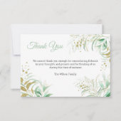 繊細な葉緑と金ゴールド記念写真 サンキューカード (正面)
