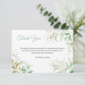 繊細な葉緑と金ゴールド記念写真 サンキューカード (スタンド正面)