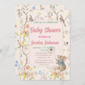 繊細な葉花と中国のスタイル 招待状 (正面/裏面)