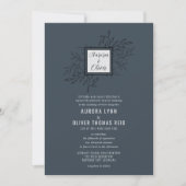 繊細な葉 | スチールブルー | 結婚式の招待 招待状 (正面)