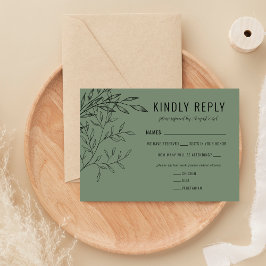 繊細な葉 | セージグリーン | 出欠カード