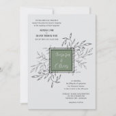 繊細な葉 | セージグリーン | 結婚式の招待 招待状 (正面)