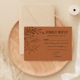 繊細な葉 | テラコッタ | 出欠カード