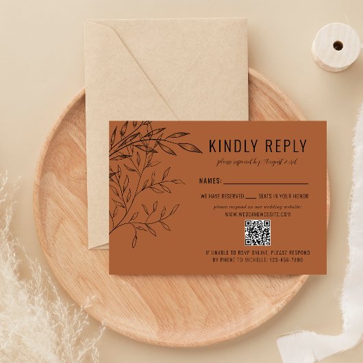 繊細な葉 | テラコッタ | Webサイ結婚ト 出欠カード