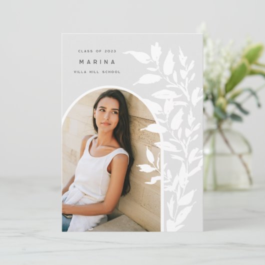 繊細な葉 |写真卒業のお知らせ 案内状 (スタンド正面)