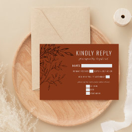 繊細な葉 | 錆びオレンジ | 出欠カード