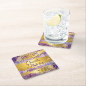 繊細な薄紫水色 スクエアペーパーコースター (インサイチュ)