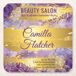 繊細な薄紫水色 スクエアペーパーコースター