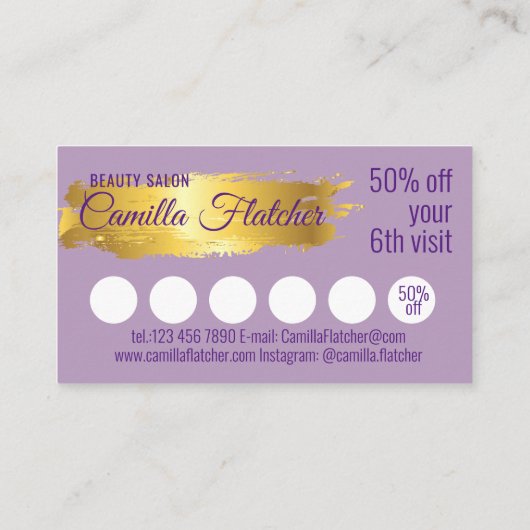 繊細な薄紫水色 名刺 (裏面)