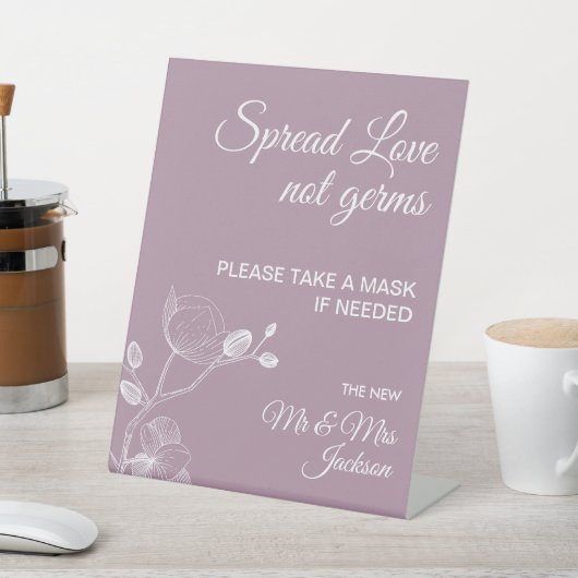 繊細な蘭のエレガントな結婚式のコービッドセーフティピード 台座サイン (インサイチュ)